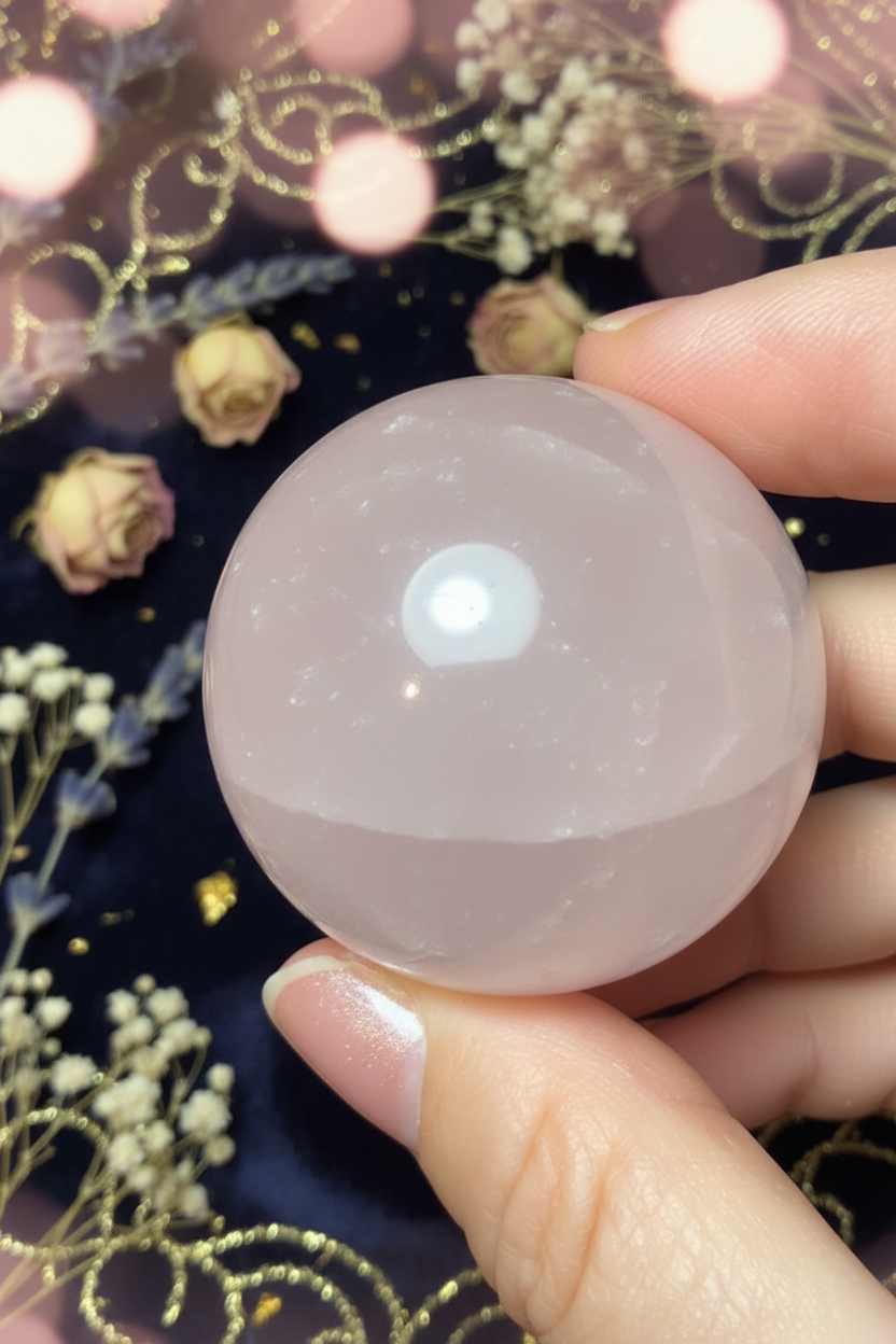 Esfera de Cuarzo Rosa Natural · Piedra del Amor Incondicional