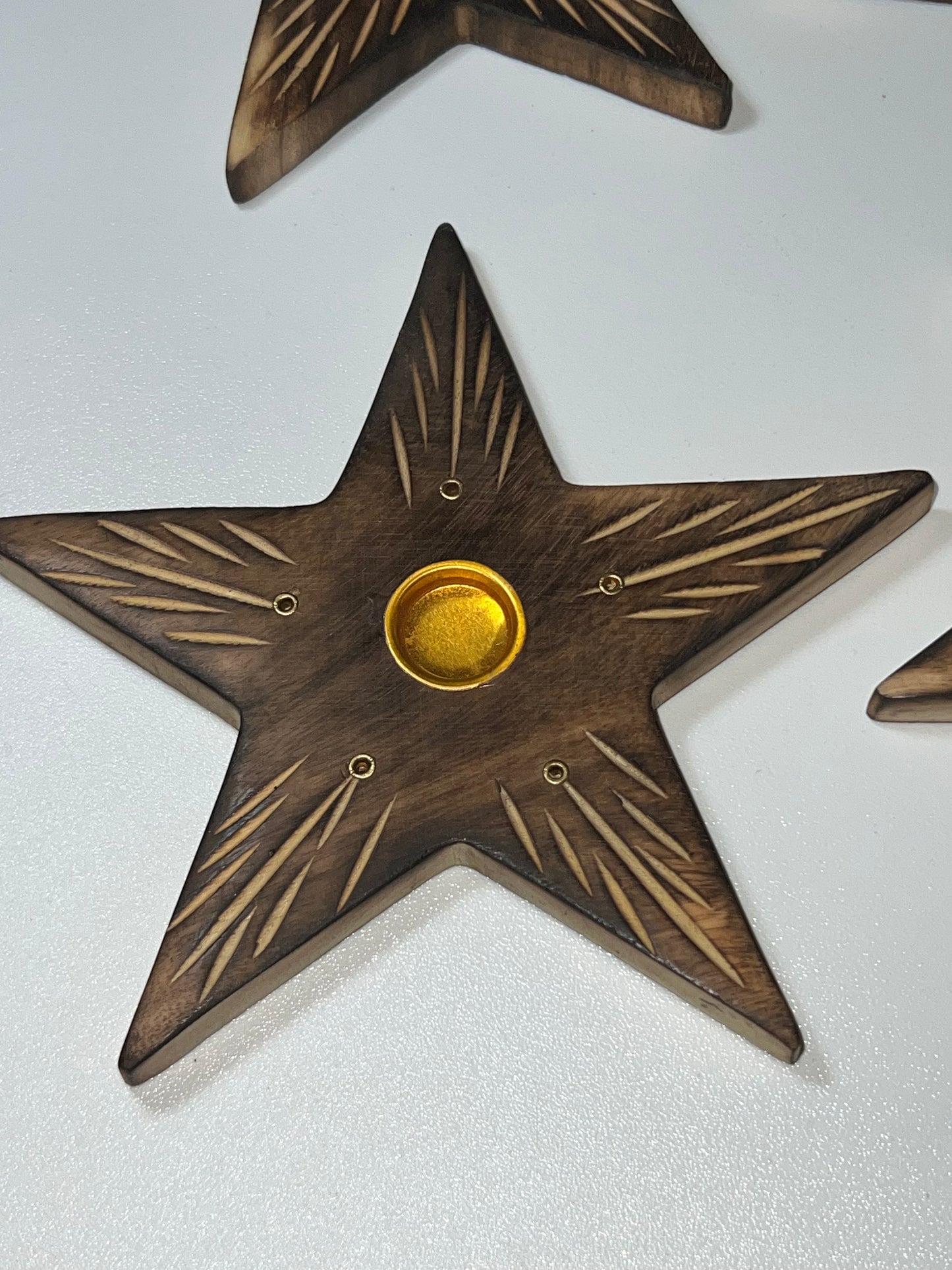 Porta Incienso de Madera – Estrella Tallada (Unidad)