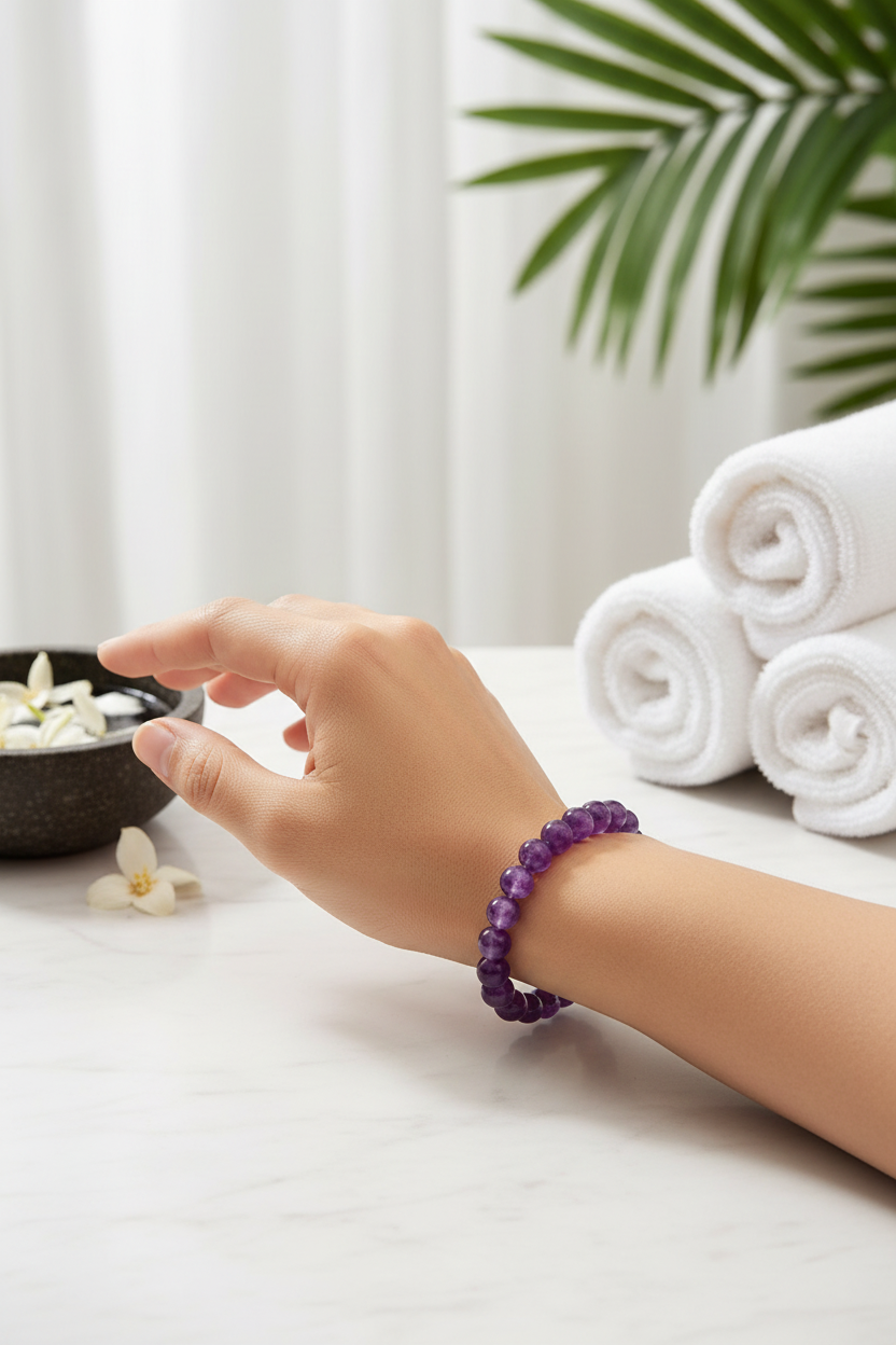 Pulsera de Amatista Natural · Calma, Protección y Conexión Espiritual