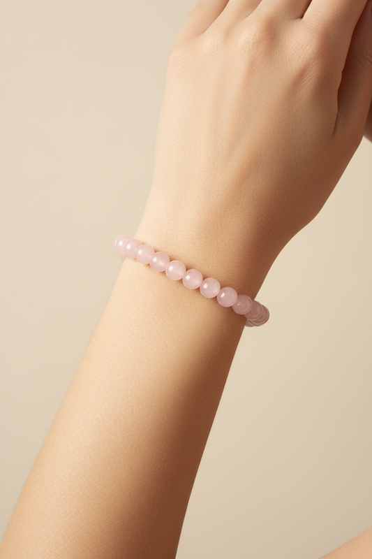 Pulsera de Cuarzo Rosa Natural · Amor Incondicional y Chakra Corazón