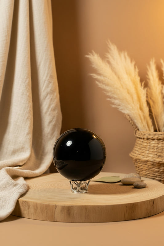 Esfera de Obsidiana Natural · Protección y Claridad Mental