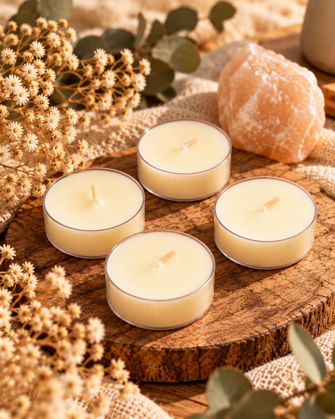 Velas de Té Artesanales sin Aroma · Pack de 5