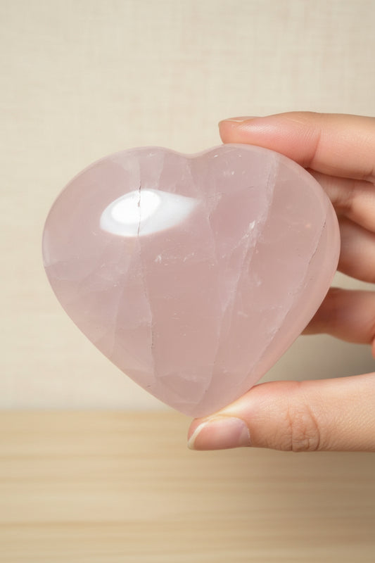 Corazón de Cuarzo Rosa Natural · Piedra del Amor Incondicional