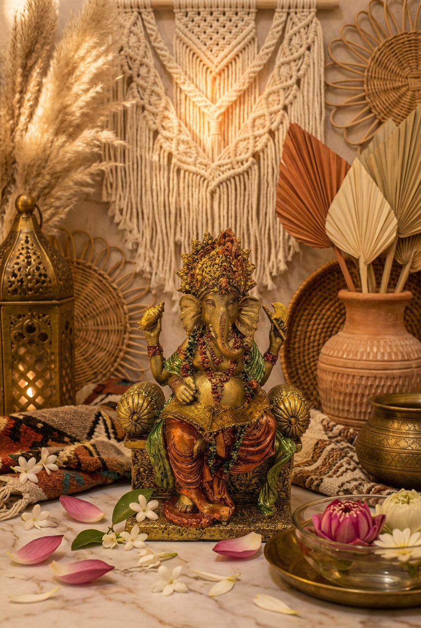 Figura de Ganesha en Trono · Prosperidad y Nuevos Comienzos