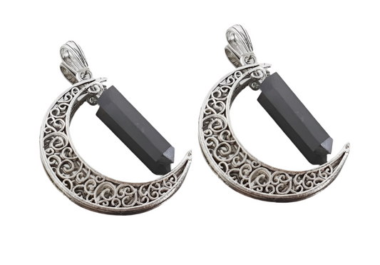 Colgante Luna con Punta de Shungit + cordón (sin cadena)