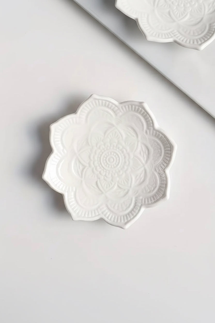 Bandeja de Cerámica Flor de Loto para Cristales y Joyas