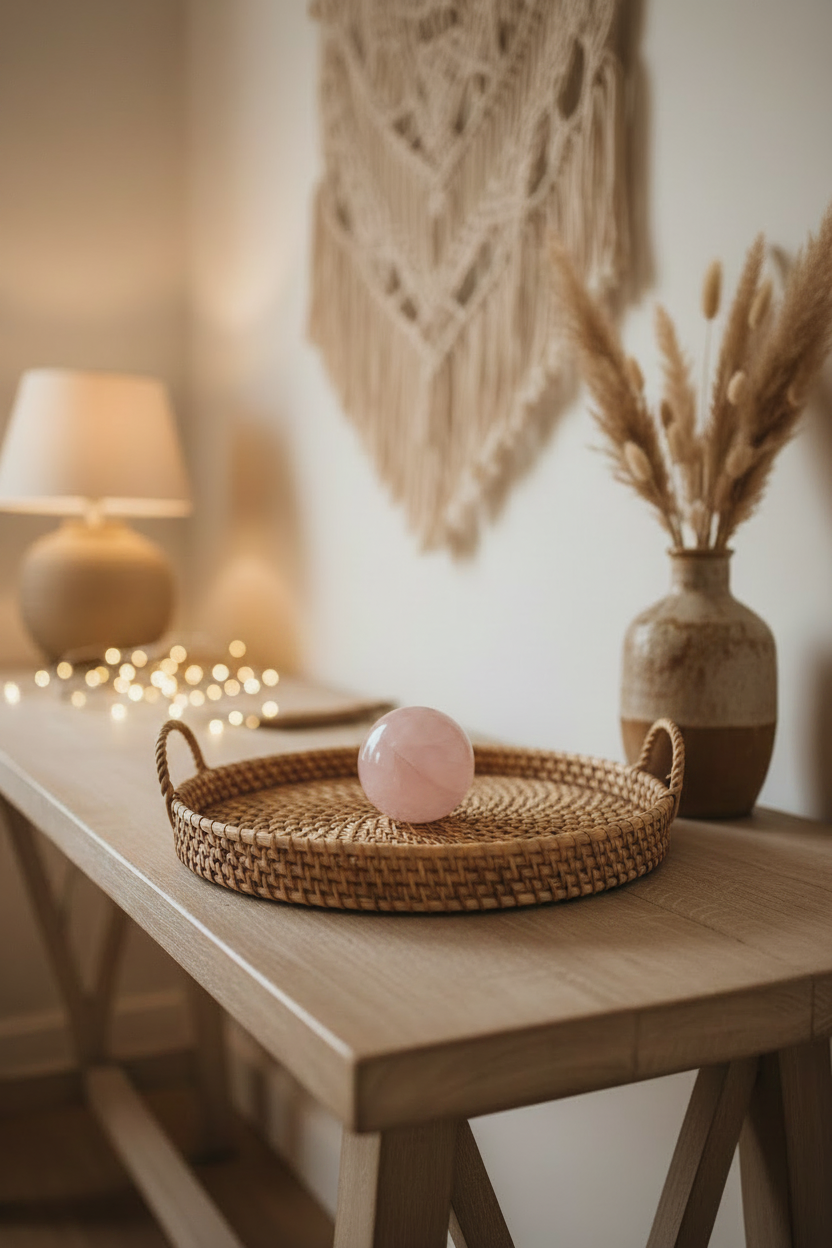 Esfera de Cuarzo Rosa Natural · Piedra del Amor Incondicional