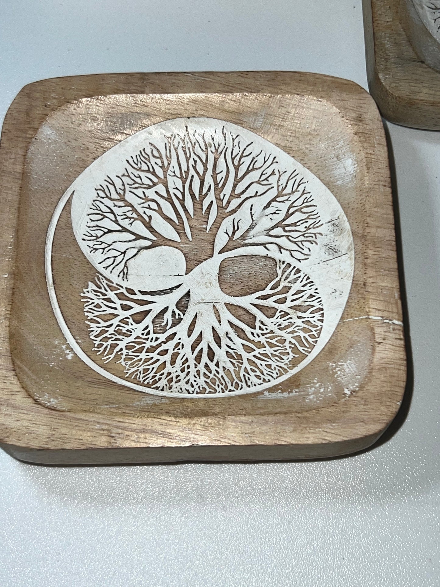 Bandeja de Madera con Árbol de la Vida & Yin Yang – Porta Minerales (Unidad)