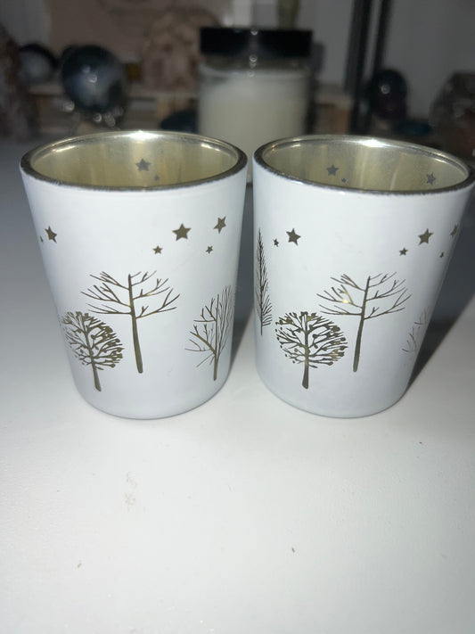 Portavelas de Cristal Árboles Dorados (Unidad)