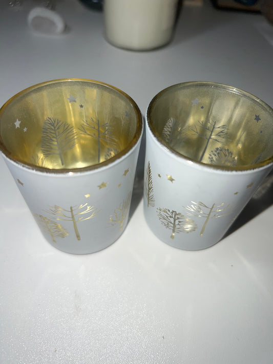 Portavelas de Cristal Árboles Dorados (Unidad)