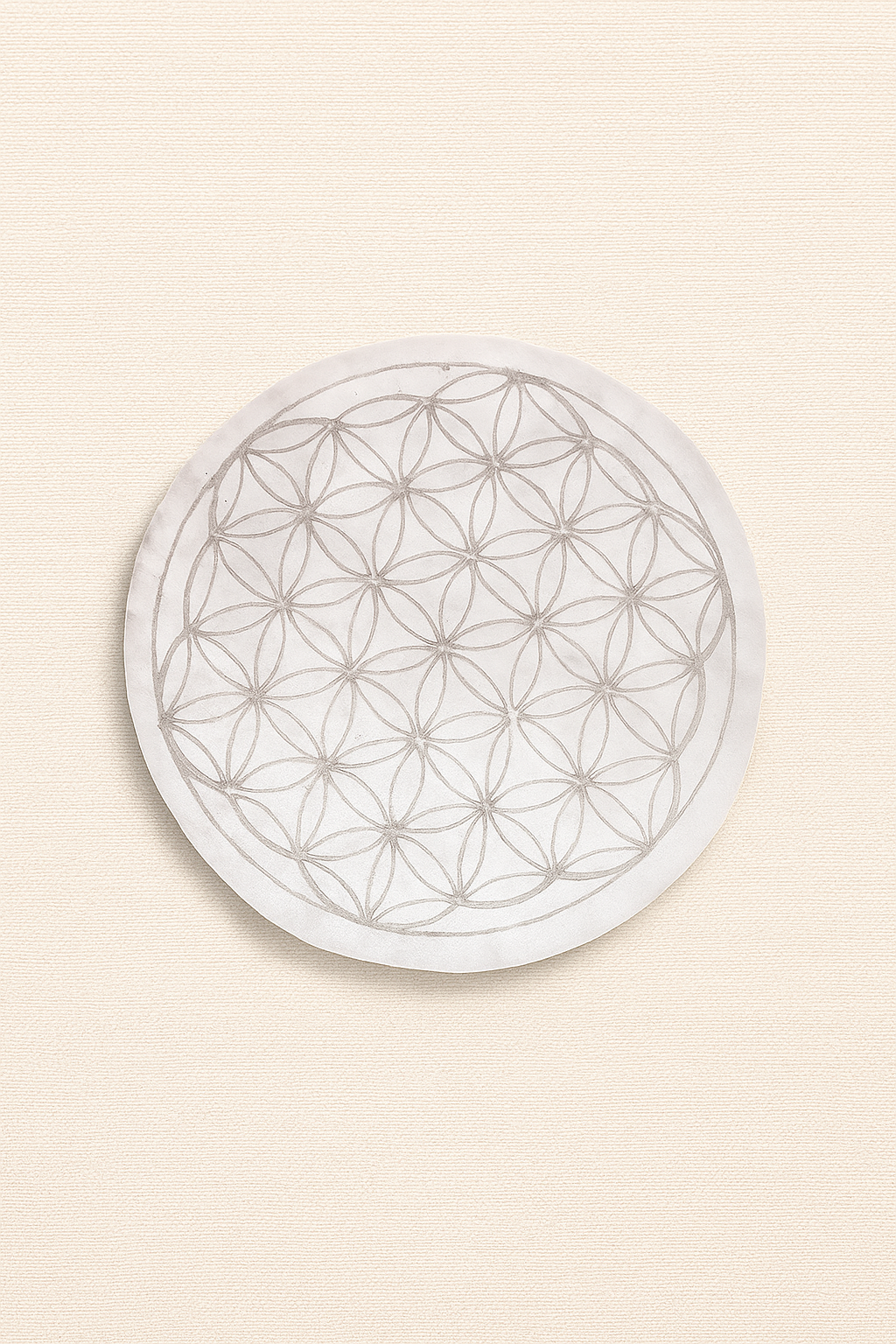 Placa Circular de Selenita Grabada • Varios diseños • Amatena