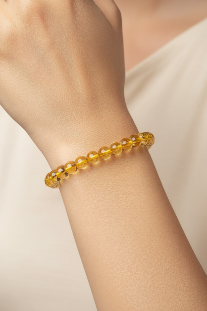 Pulsera de Citrino Natural · Alegría, Abundancia y Energía Vital