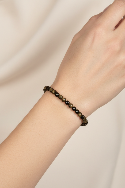 Pulsera de Obsidiana Dorada Natural · Protección, Transformación y Poder Personal