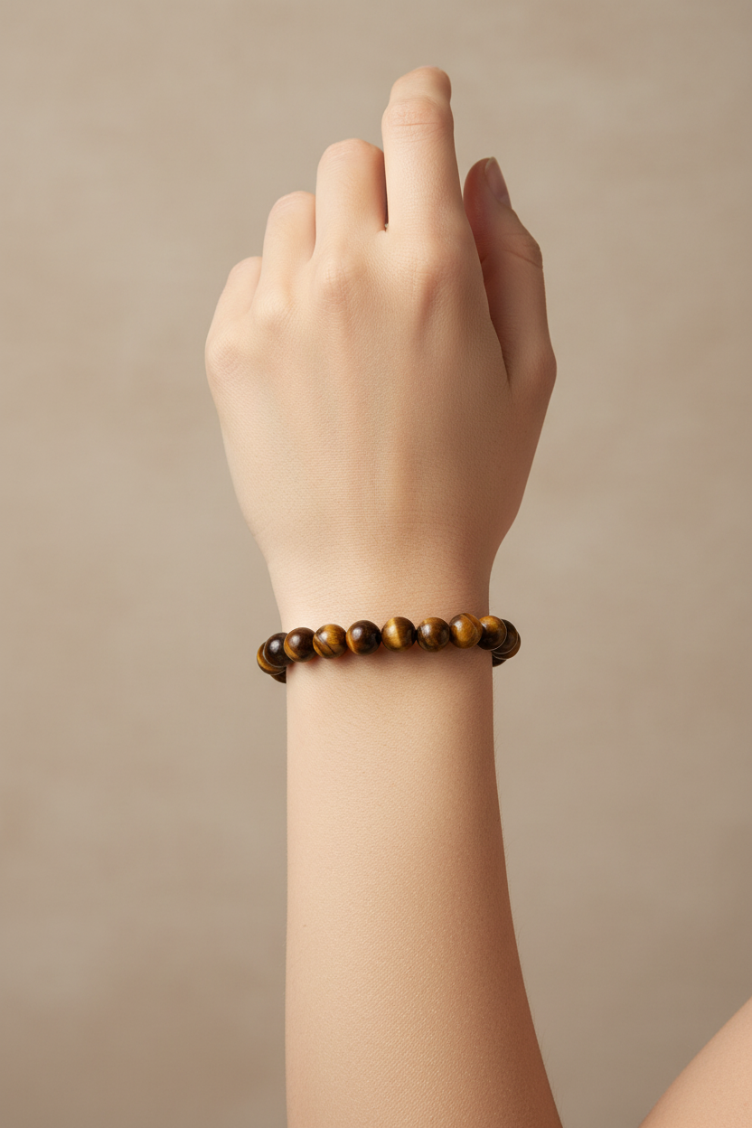Pulsera de Ojo de Tigre Natural · Protección, Fuerza Interior y Claridad Mental
