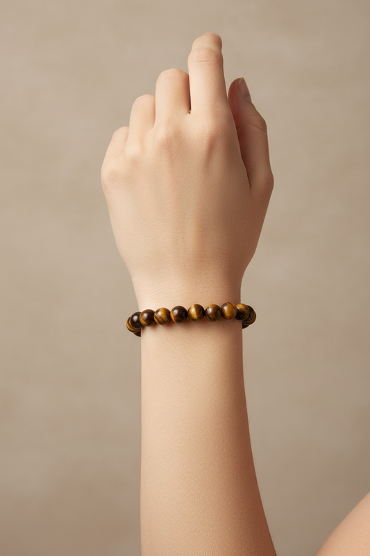 Pulsera de Ojo de Tigre Natural · Protección, Fuerza Interior y Claridad Mental