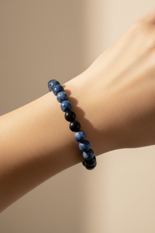 Pulsera de Sodalita Natural · Claridad Mental, Calma y Comunicación Consciente