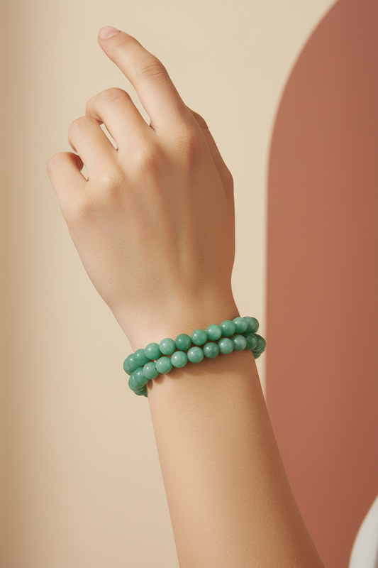 Pulsera de Amazonita Natural · Calma, Equilibrio y Comunicación Auténtica