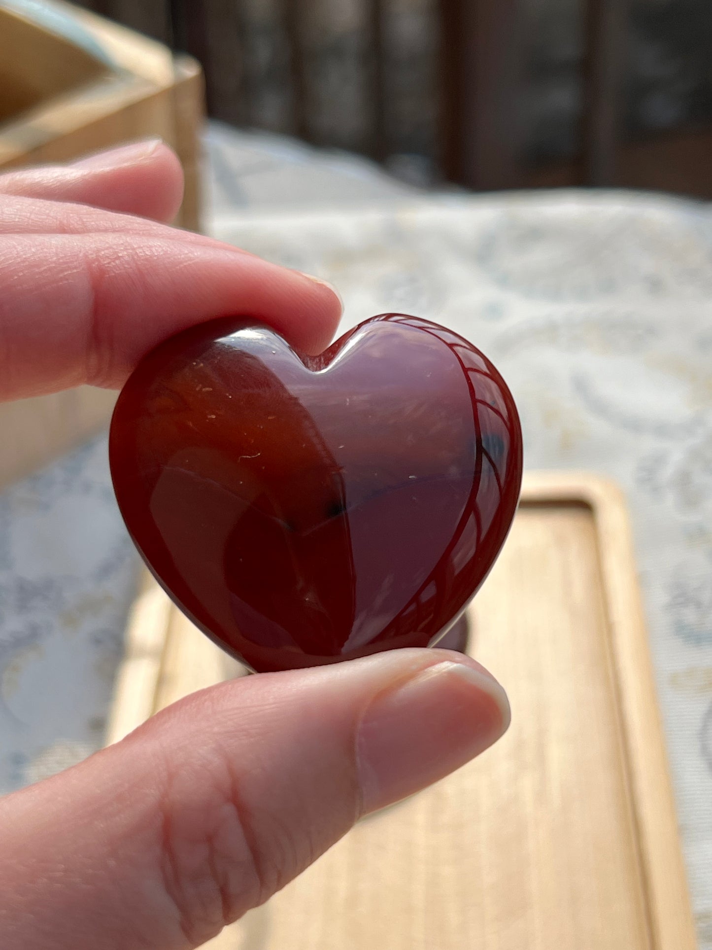 Corazón Plano de Carneola (Cornalina) - Vitalidad | Amatena(vídeo al final)